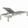 Modway Shore Aluminum Mesh Outdoor Patio Poolside Chaise Lounge Chair in Silver Gray