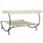 Unfade Memory Patio Double Chaise Lounge Sun Bed with Canopy and Pillows, Outdoor Daybed Reclining Chair  Cream White 
