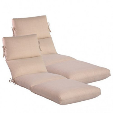 Comfort Classics Inc. Set of 2 Outdoor Channeled Chaise Cushion 22W x 72L x 4.5H Hinge at 26" in Olefin Fabric Oatmeal