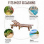 Outsunny Wooden Outdoor Folding Chaise Lounge Chair Recliner with Wheels - Teak