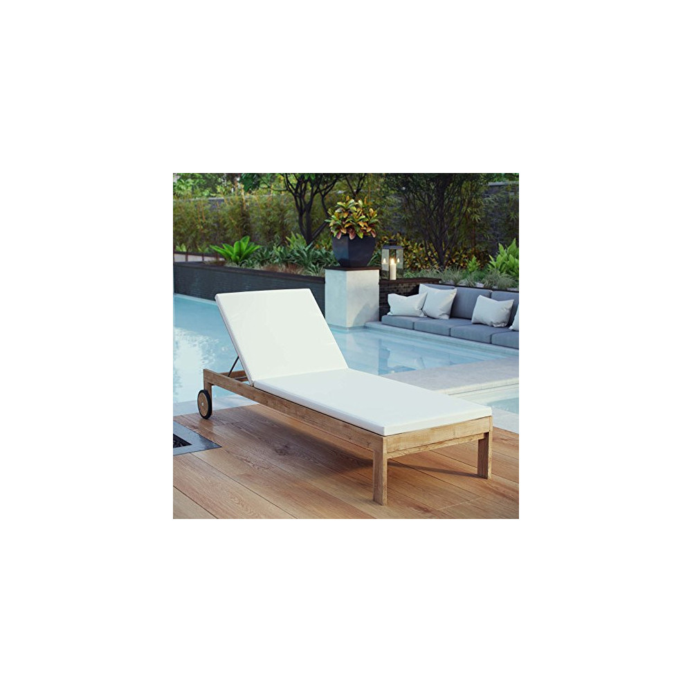 Modway Upland Teak Wood Outdoor Patio Chaise Lounge Chair with
