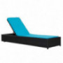 Casa AndreaMilano Outdoor Patio Lounge Adjustable Chaise Long Rattan Chair  Black/Blue 