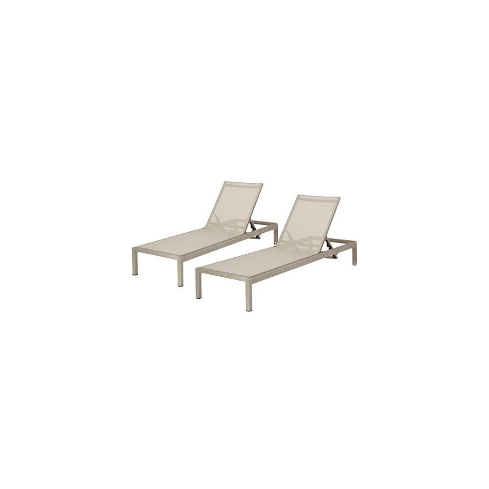 Christopher Knight Home 296862 Outdoor Aluminum Chaise Lounge, Set of 2, Grey