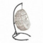 Outdoor Patio Wicker Hanging Basket Swing Chair Tear Drop Egg Chair with Cushion and Stand  Beige 