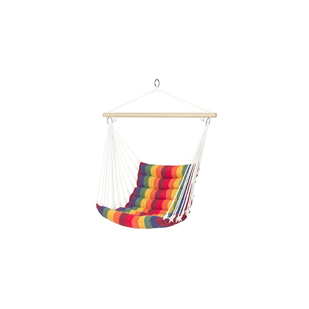 Best Choice Products Indoor Outdoor Padded Cotton Hammock Hanging Chair w/ 40in Spreader Bar - Multicolor
