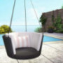 Novogratz 87059BPW1E Poolside Collection, Sally Patio Hanging, Black Wicker, Striped Rosewater Lumbar Pillow Swing