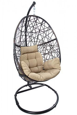 Luckyberry Egg Chair Outdoor Indoor Wicker Tear Drop Hanging Chair with Stand