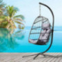 Egg Chair with Stand Indoor Outdoor Patio Wicker Hanging Chair Aluminum Frame Swing Chair Patio Egg Chair with UV Resistant G