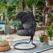 Barton Patio Hanging Lounge Chair with Deep Cushion Chair UV Resistant Canopy Top, Grey