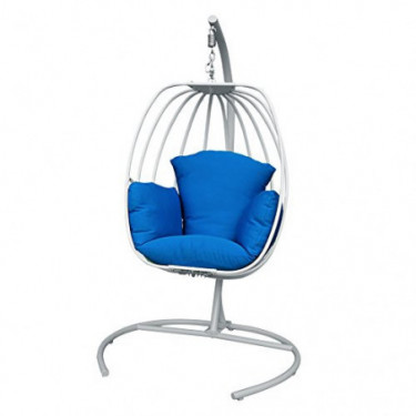ART TO REAL Egg Shaped Hanging Swing Chair with C Stand, Outdoor Patio Porch Hanging Swing with Cushions, Egg-Shaped Hammock 