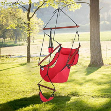 ONCLOUD Upgraded Unique Hammock Hanging Sky Chair, Air Deluxe Swing Seat with Rope Through The Bars Safer Relax with Fuller P