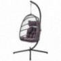 Brafab Wicker Rattan Hanging Swing Egg Chair,Hammock Chair, Aluminum Frame and UV Resistant Cushion, Indoor Outdoor Patio Por