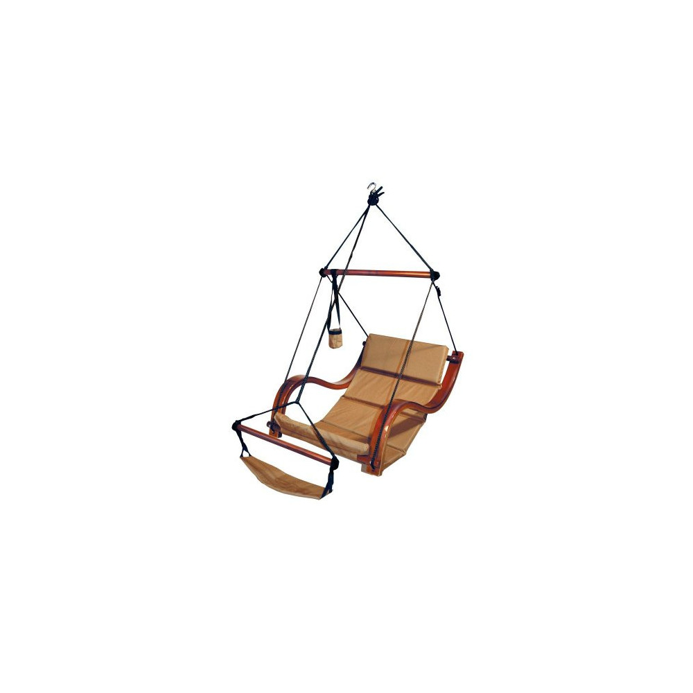 South Mission Hammock Hanging Chair Porch/Patio Swing with Wooden Armrest  Sand 