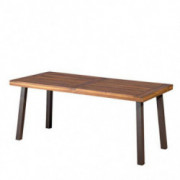 Christopher Knight Home Della Acacia Wood Dining Table, Natural Stained With Rustic Metal