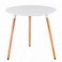 GreenForest Dining Table White Modern Round Table with Wood Legs for Kitchen Living Room Leisure Pedestal Table