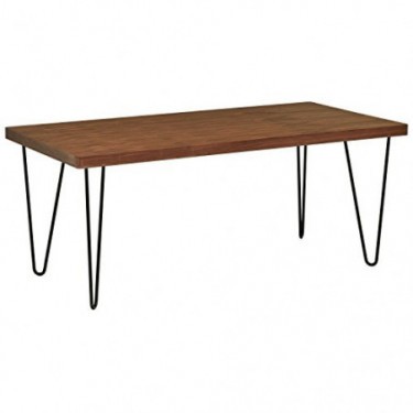 Amazon Brand – Rivet Industrial Mid-Century Modern Hairpin Dining Table, 70.9"L, Walnut and Black