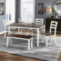 Merax Dining Table Set, 6 Piece Wood Kitchen Table Set Home Furniture Table Set with Chairs & Bench  White + Cherry 