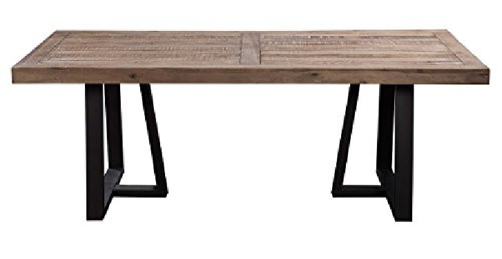 Alpine Furniture Prairie Dining Table, 84" W x 42" D x 30" H, Reclaimed Natural and Black Finish
