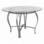 Flash Furniture Syracuse 45 Round Glass Dining Table with Silver Metal Frame