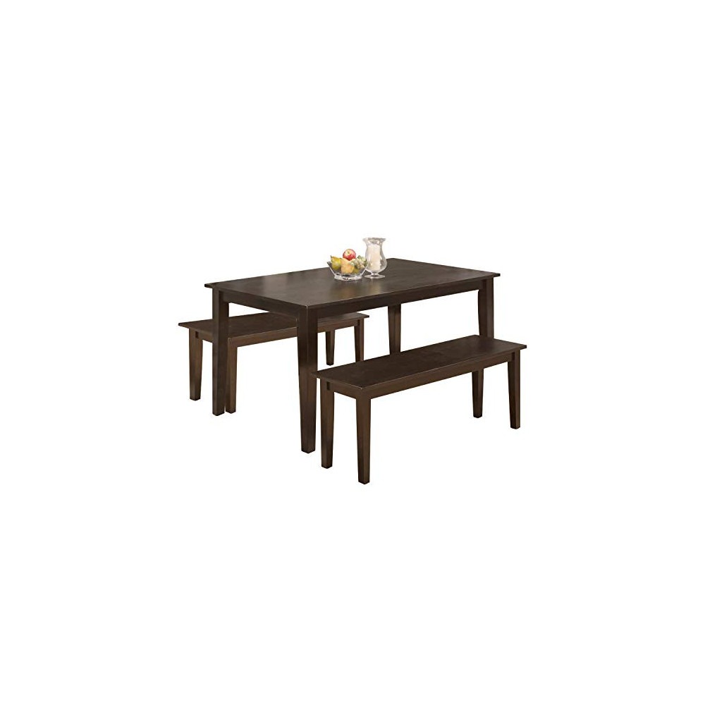 FDW Kitchen Bench for 4 Dining Room Set for Small Spaces Table with Chairs Home Furniture Rectangular Modern, Brown