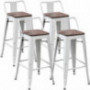 Tongli Metal Bar Stools Kitchen Counter Height Stools Set of 4 Counter Stool 30 Inches Counter Height Chairs Dining Wooden Se