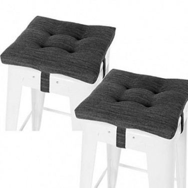 baibu Set of 2 Square Seat Cushion, Super Soft Bar Stool Square Seat Cushion with Ties - Cushion Only  Gray-Black, 12"  30CM 