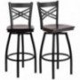 Set of 4 Metal Dining Swivel Bar Stools Cross-Back Design, Bar Height Chair Home Office Furniture - Walnut Wood Seat/2199