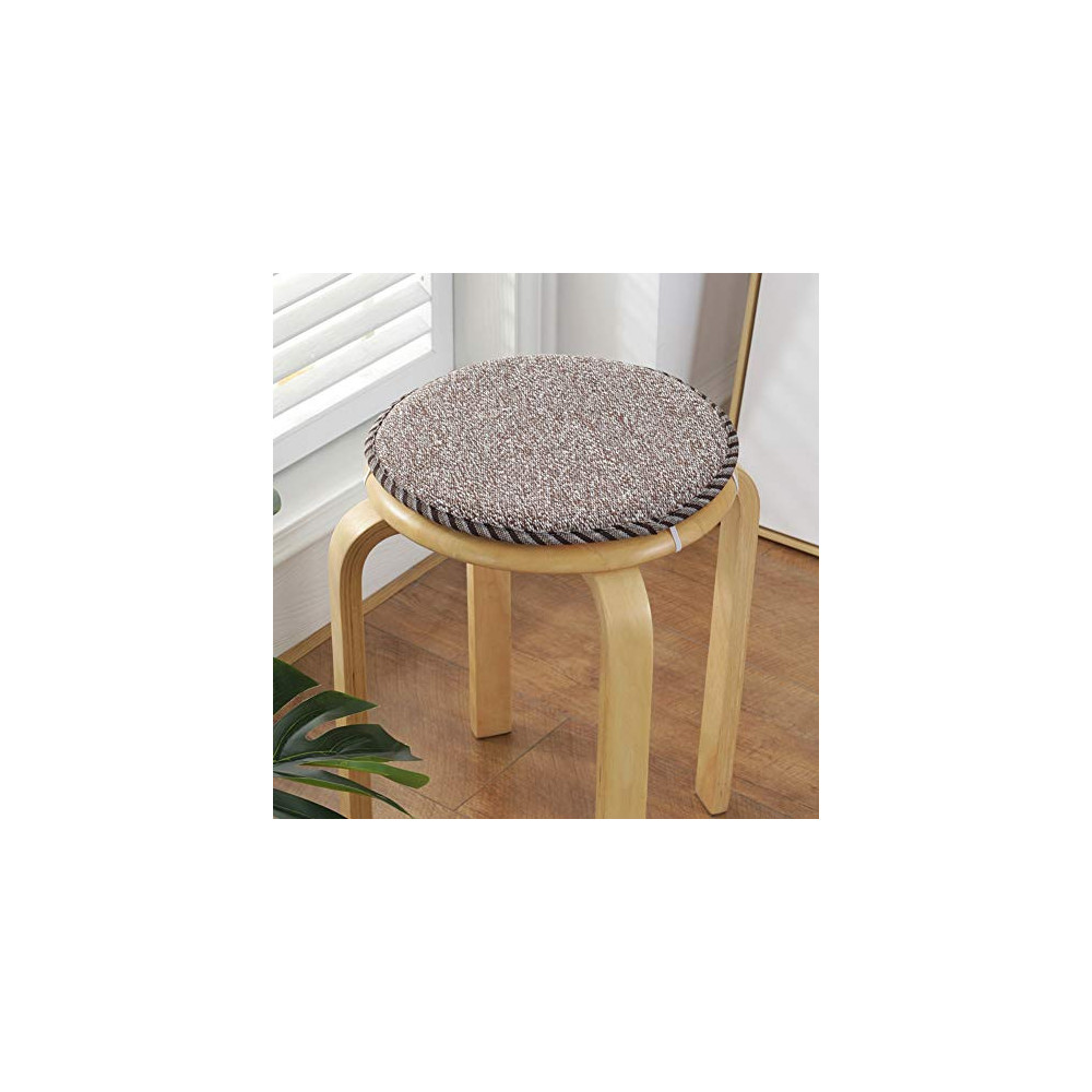 Chair Cushion Round Chair Pads, Linen Not-Slip Soft Multiple Pattern Seat Cushion with Ties for Kitchen Office Bar Stool l Di