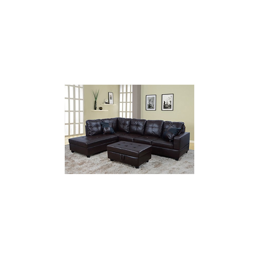 Beverly Fine Funiture Sectional Sofa Set, 93A Brown