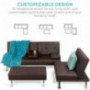 Best Choice Products Faux Leather Upholstery 3-Piece Modular Modern Living Room Sofa Sectional Furniture Set w/Convertible Si