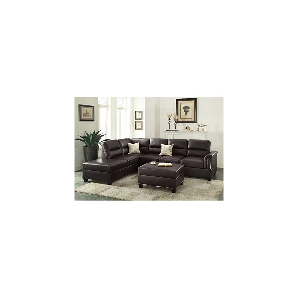 Poundex Upholstered Sofas/Sectionals/Armchairs, Espresso