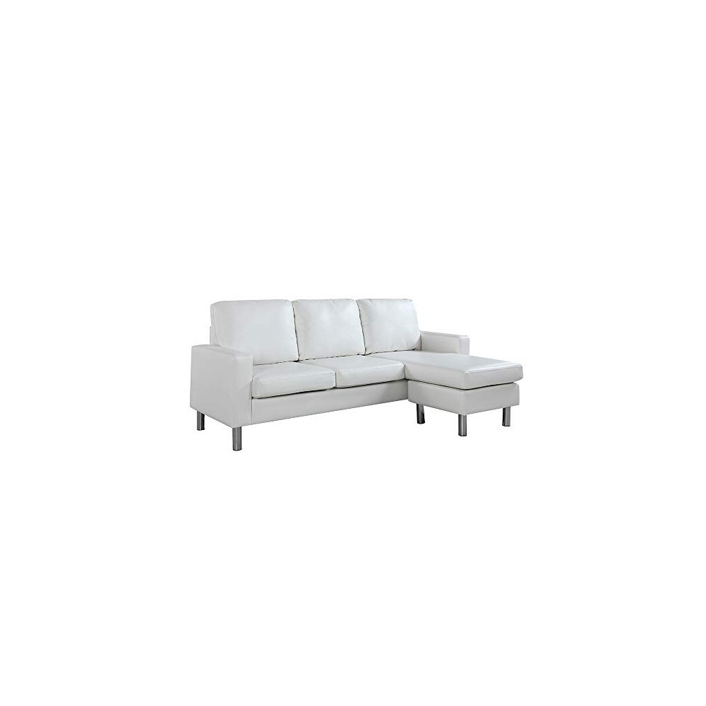 Casa Andrea Milano LLC Modern Sectional Sofa-Small Space Reversible Configurable Couch, White Leather