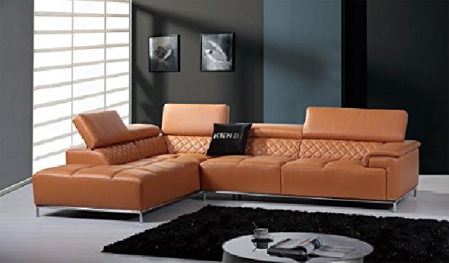 Limari Home The Horace Collection Modern Genuine Leather Upholstered 2 Piece Sectional Sofa for the Living Room With Left Fac