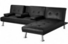 Topeakmart Living Room Sofa Couch Modern Sectional Sofa Bed Couch Faux Leather Upholstery Futon Sofa Bed with Convertible Cha