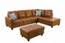 3 Piece Sectional Sofa Couch Set, L-Shaped Modern Sofa with Chaise Storage Ottoman and Pillows for Living Roo