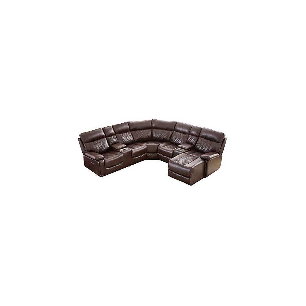 Multifunctional Ultra-Soft Leather Upholstery Reclining Sectional Couch, Living Room Corner Sofa Set with Chaise Lounge