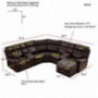 Multifunctional Ultra-Soft Leather Upholstery Reclining Sectional Couch, Living Room Corner Sofa Set with Chaise Lounge