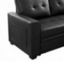 Infini Furnishings 84  Wide Faux Leather Reversible Sleeper Sectional Sofa Storage Chaise Pocket Sofabed, Black