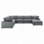 Modway Commix Down-Filled Overstuffed Vegan Leather 7-Piece Sectional Sofa in Gray