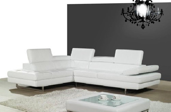 J&M Furniture 178551-LHFC A761 Italian Leather Sectional White In Left hand Facing