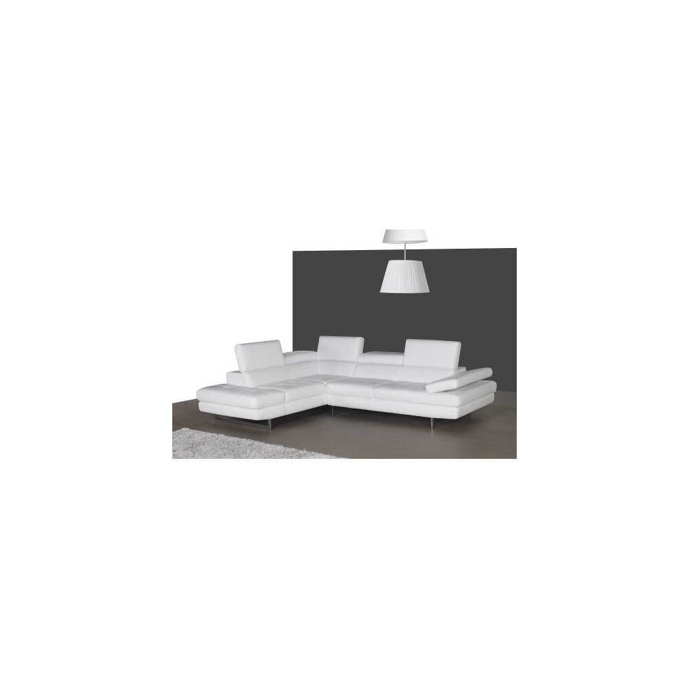 J&M Furniture 178551LHFC A761 Italian Leather Sectional White In