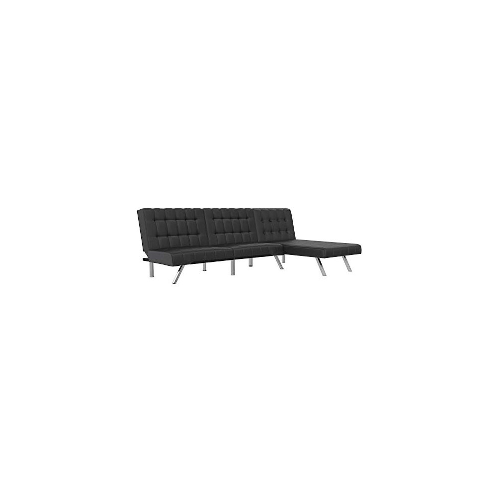 DHP Emily Sectional Futon Sofa with Convertible Chaise Lounger, Universe Furniture