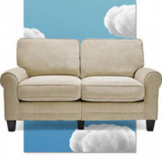 Serta Copenhagen 61" Loveseat - Pillowed Back Cushions and Rounded Arms, Durable Modern Upholstered Fabric - Tan