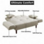 Convertible Futon Sofa Bed with 2 Pillows, Small Loveseat Sleeper Sofa Futon Couch, Recliner Couch with Adjustable Armrest an