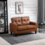 HOMCOM 51" Wide Loveseat with Armrest, 2-Seater Tufted PU Leather Double Sofa, Brown