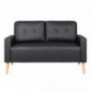 VICTONE Leather Faux Loveseat Modern Couch for Living Room PU Mid Century Loveseat Sofa with Solid Wood Frame  Black 