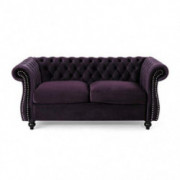 GDFStudio Christopher Knight Home Karen Traditional Chesterfield Loveseat Sofa, BlackBerry and Dark Brown, 61.75 x 33.75 x 27