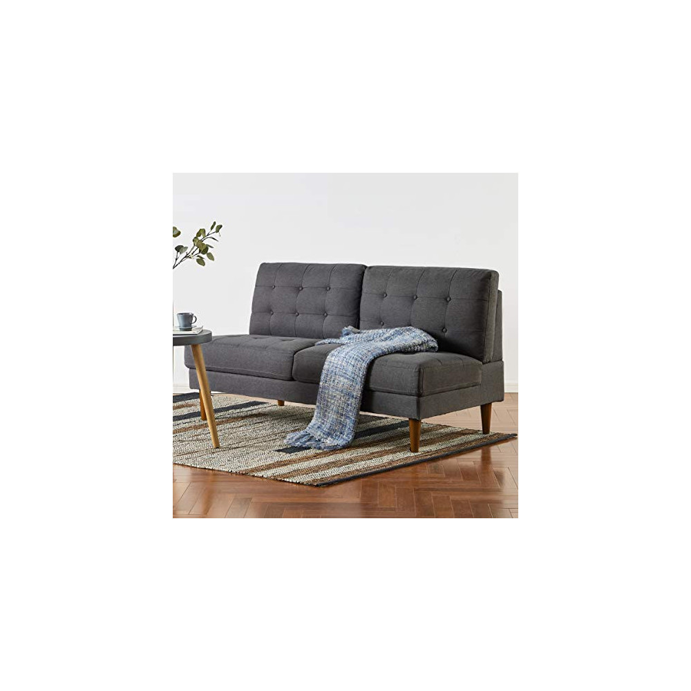 Mellow JULES Modern Armless Loveseat/Sofa/Couch, Dark Grey