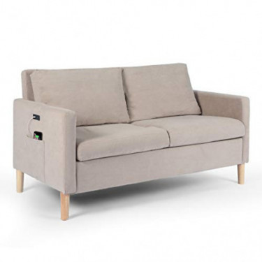 Modern Fabric Loveseat Sofa with 2 USB Charging Ports, Suitable for Small Space Couch, Bedroom Living Room Small Apartment So