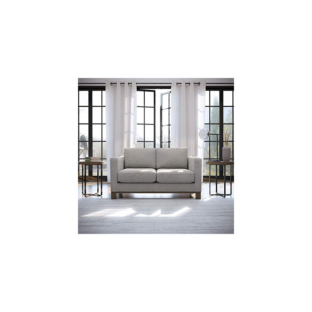 Edenbrook Parkview Upholstered Loveseat with Wood Base-Two-Cushion Design-Contemporary Feel Love Seats, Misty Gray